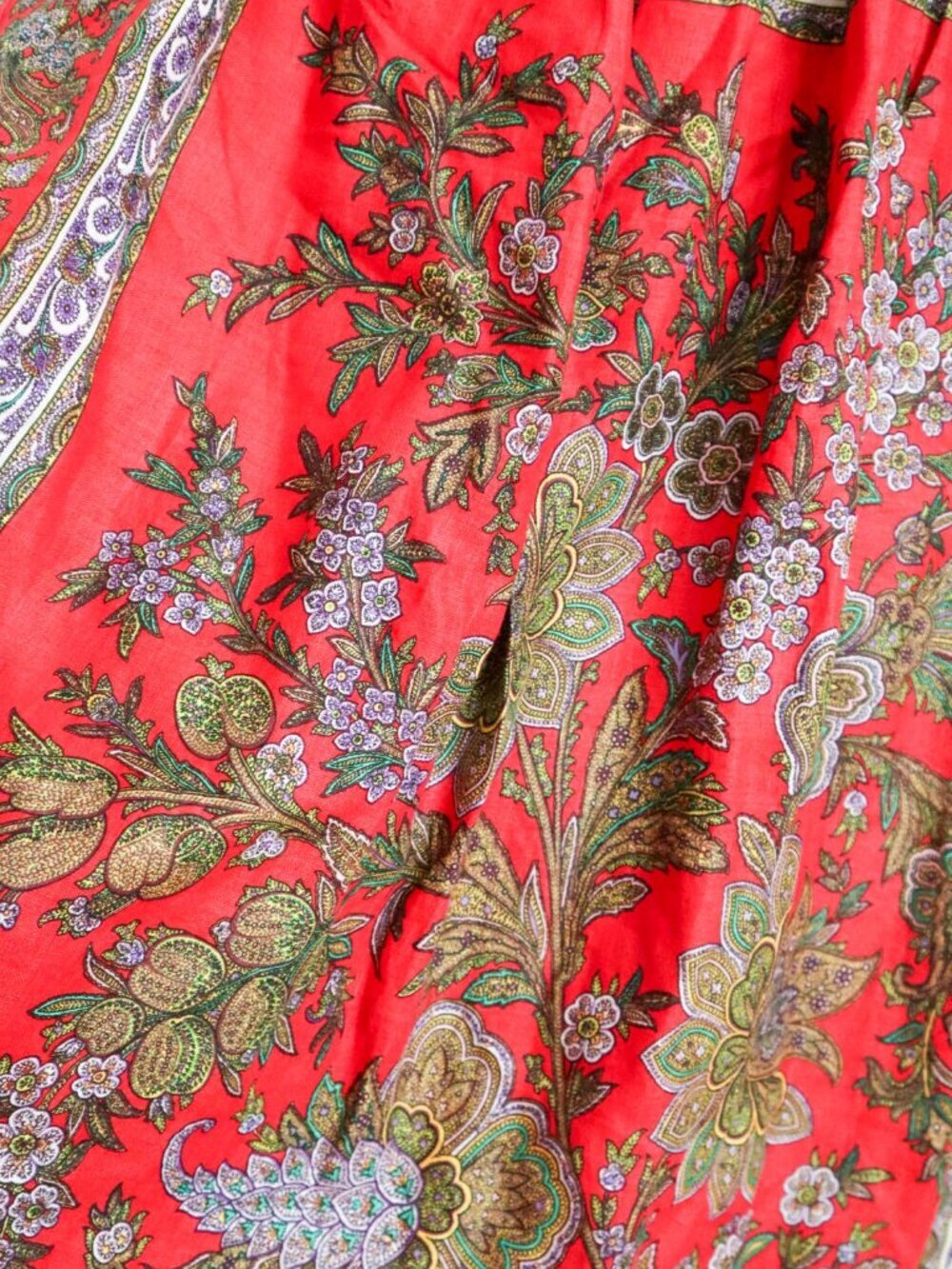 Vtg Carroll Reed A-Line Midi Skirt Sz 6 Red Floral Paisley Boho Hippie 70s USA - Picture 7 of 8